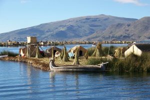 Floating islands on Lake Titicaca