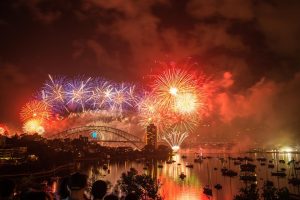 New Year's fireworks display over Sydney Harbour Bridge