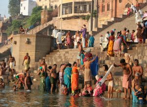 Bathers on the banks of the Ganges