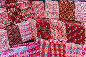 traditional Nepalese textiles with geometric patterns