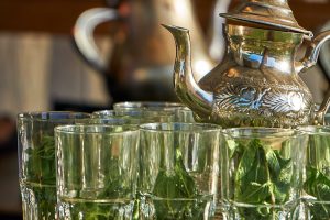 Moroccan mint leaves are served in arabic tea