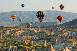 hot air balloons floating over gorme