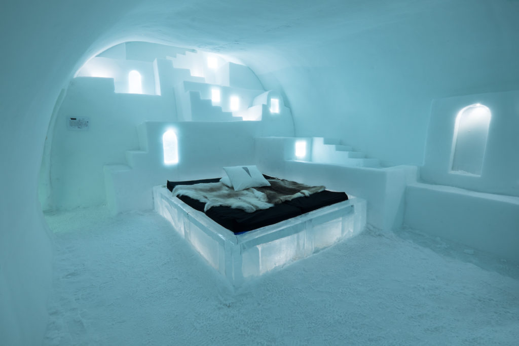 Beautiful Art Suite hand carved by an artist in the Ice Hotel 365 in Jukkasjarvi near Kiruna in Sweden from Jaya Travel & Tours blog "Unique & Special Hotels Around the World"