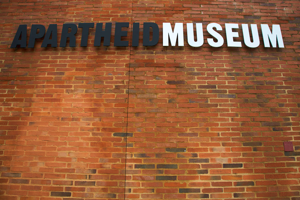 the exterior sign of the Apartheid Museum in South Africa which was where the film locations for District 9 were shot.