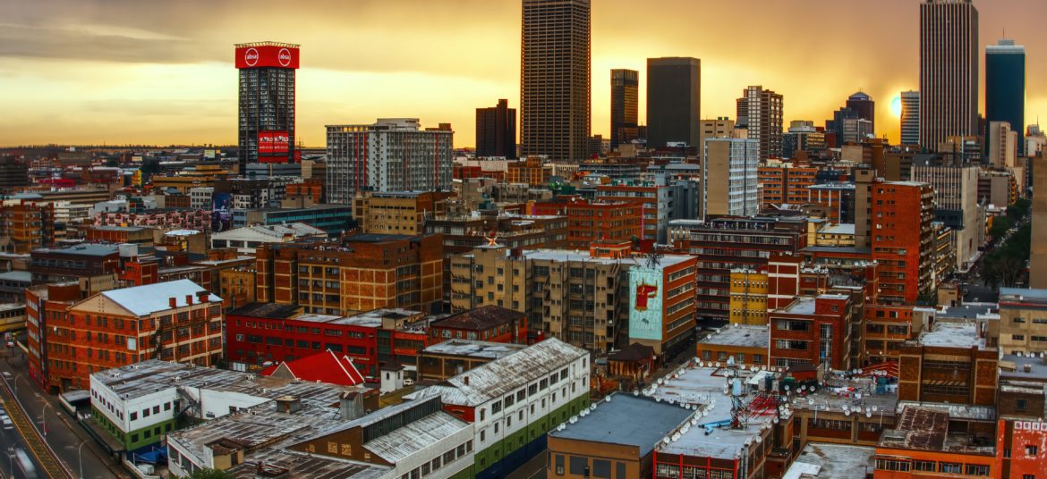 A wide picture of the tall buildings around the city of Johannesburg, where there are lots of District 9 movie locations.