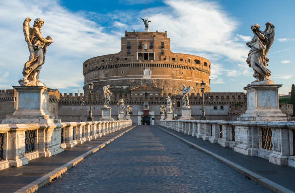 a beautiful view of castel sant'angelo in rome italy where eat pray love was filmed.