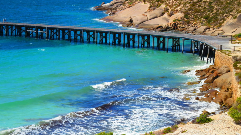 a wide shot of marion bay in australia where the movie lion was shot at this film destination.