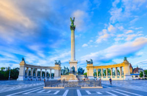 Millennium Monument on the Heroes Square Blurred-unrecognizable faces of people Is one of the most-visited attractions in Budapest squares in Budapest Hungary - Jaya Travel & Tours