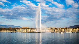 Featured in Jaya Travel's 10-day Europe tour, Grand Fascinating Europe, and the 8-day Europe tour, Fascinating Europe, this image shows the Jet d'Eau in Geneva.