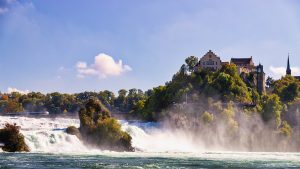 Featured in Jaya Travel's 15-day Europe tour, Grand Wonders of Europe, this image shows the Rhine Falls in Switzerland.