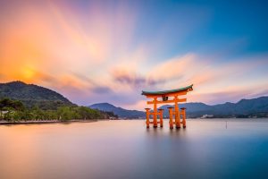 Jaya Travel Tours Grand Wonders of Japan Group Tour Day 2 Miyajima Shrine Gate in Hiroshima