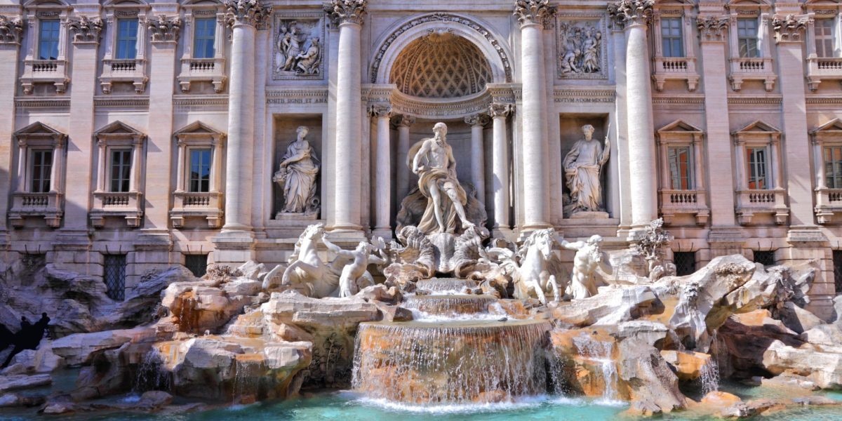 the iconic trevi fountain in rome italy, the film location of eat pray love.